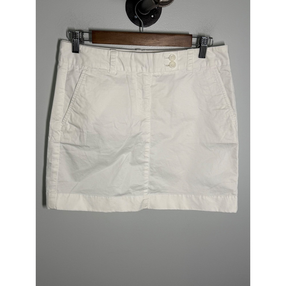 Vineyard Vines Womens White Chino Mini Skirt Size 4 Preppy Cotton Stretch Whale